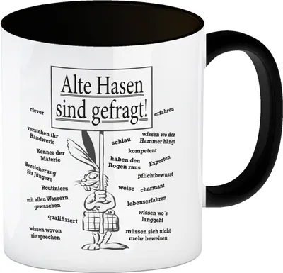 Produktbild von Alte Hasen sind gefragt! Kaffeebecher in schwarz