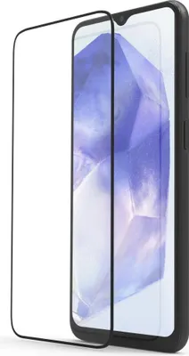 A screen protector is shown placed over a smartphone screen.