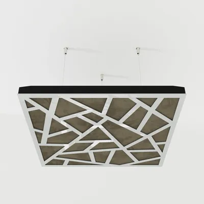 Productafbeelding van Set van 4 akoestische plafondpanelen SKYROSS, fluweel, 50x50x5 cm, wit kunststof/beige