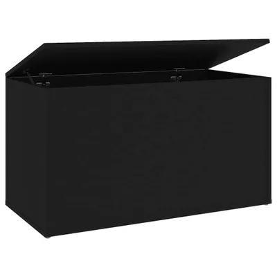 Image de Coffre de rangement noir 84x42x46 cm Bois composite