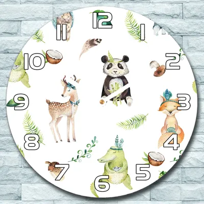 Produktbild von Wanduhr aus Glas Rund fi 30 Niedliche Tiere Quarz Deko Wohnzimmer Büro