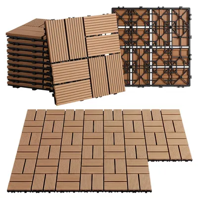 Obrázok produktu pre Ikodm terasové dlaždice WPC, 30x30 cm, farba teaku, 88 kusov, 8 m², systém kliknutia, vhodné do záhrady a na balkón