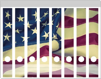 Produktbild von Wallario Ordnerrücken Sticker, selbstklebend für schmale Ordner, 8 Stück, Motiv Amerikanische Flagge im Wind
