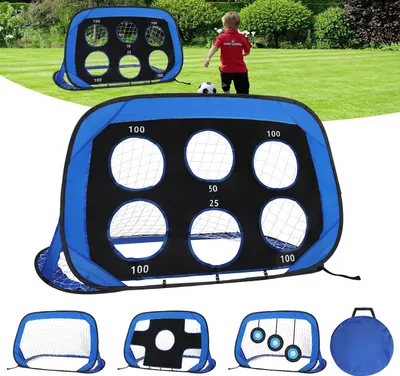Produktbild von Hengda Fußballtor 4-in-1 mit Torwand für Kinder Pop-Up Fußballtor Faltbar inkl Tragetasche & Bodennägel 120x80x80cm (1 St.)