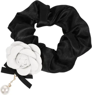 Produktbild von Elastisches, nahtloses Haargummi im französischen Stil für Damen im modischen Alltagslook, Schwarz