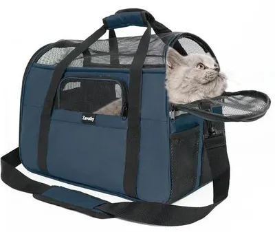 Produktbild von Transporttas für Katzen und Hunde, Transporttasche, atmungsaktiv und faltbar, Transportbox für Katzen mit