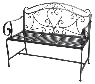 Image de Banc de Jardin en Métal Pliable Noir 2 Places 110 x 56 x 91 cm Style Fer Forgé