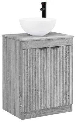 Image de vidaXL Ensemble de meubles de salle de bain, gris Sonoma, en bois composite