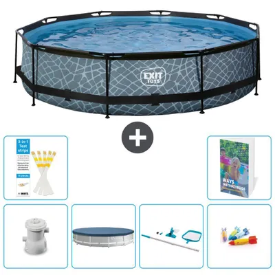 Zdjęcie produktu dla Basen ogrodowy "Exit Pool Rund" - imitacja kamienia - 360x76 cm - 5-elementowy - model S299