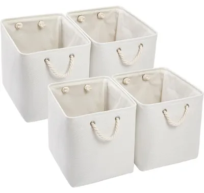 Productafbeelding van Opbergbox van stof, 33x38x33 cm, wit, set van 4
