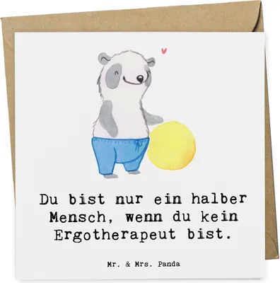 Produktbild von Mr. & Mrs. Panda Grußkarte Ergotherapeut Herz - Weiß - Geschenk, doppelkarte, Jubiläum, Ausbildung, faltkarte, Beruf, anlasskarte, Klappkarte, Spruch, Glückwunschkarte