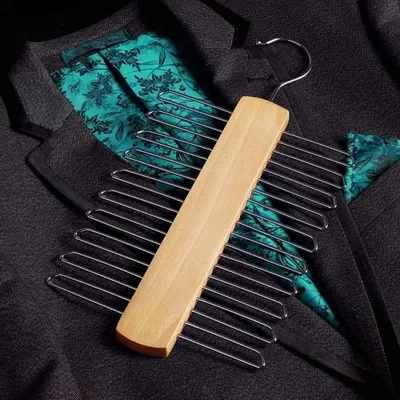 Produktbild von Holz Krawattenhalter - 360° drehbar - Aufbewahrungsständer für Krawatten, Gürtel, Schals und Accessoires