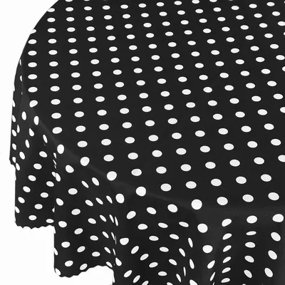 Produktbild von Rund Tischdecke Fleckenresistente Tischtücher Abwaschbar Pflegeleicht Lotus Effekt Gedruckt Polka Dots Schwarz Durchmesser: Ø 80 cm