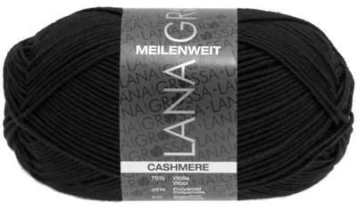Zdjęcie produktu dla Lana Grossa MEILENWEIT 50 g CASHMERE miękka 4-warstwowa wełna skarpetkowa z zawartością kaszmiru 210 m kolor 008 - Czarny