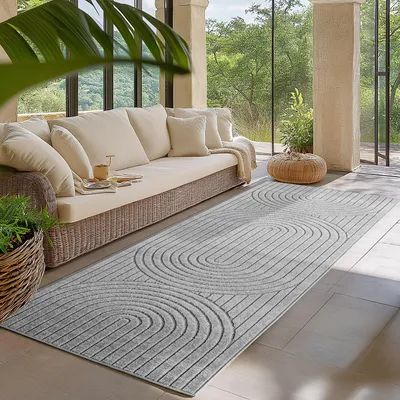 Obrázek produktu pro Homebyhome Venkovní Koberec Moderní Boho Design 3D Efekt Odolný UV Ideální na Terasu do Obývacího Pokoje a Kuchyn?, Velikost, 80x150 cm