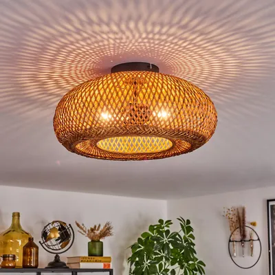Produktbild von Decollatura moderne Deckenlampe aus Metall/Bambus/Holz in Schwarz/Natur