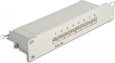 Produktbild von 10" Patchpanel 8 Port Cat.6A (grau, 1 HE)