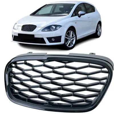 Kühlergrill Sportgrill Schwarz Glanz für Seat Leon II 1P Facelift 2009-2012 – Produktansicht