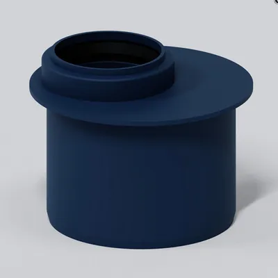 A 3D rendering of a dark blue plumbing transition pipe fitting.