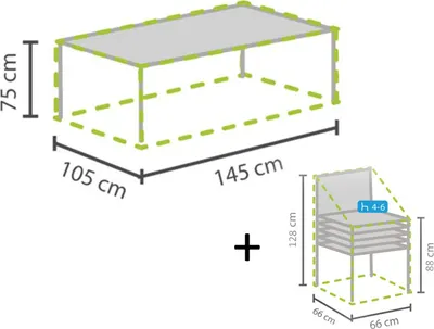 Produktbild von Schutzhüllen Set: 1x Hülle für Tisch max. 140cm + 1x Hülle für 4-6 Stapelstühle