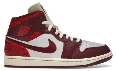 Image de Jordan 1 Mid SE Tiki Leaf, couleur Team Red (pour femmes) - Pointure EU 38,5