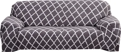 Produktbild von Stretch Sofabezug 1-teilige Polyester Elasthan Stoff Sofa Schonbezug 4-Sitzer Möbelschutzbezug mit Kissenbezug für Kinder Haustiere (Grau)