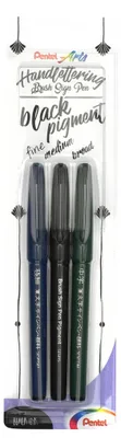 Produktbild von PentelArts Kalligrafiestift Sign Pen Brush schwarz 3er Set