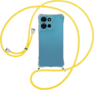 Produktbild von Handykette Backcover-Schutzhülle mit Band (Metall silberfarben) für Motorola Moto G75 5G - gelb