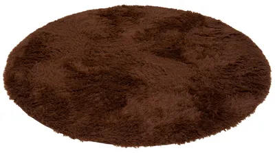 Produktbild von Fluffy Shaggy Teppich Rund – Hochflor weich & flauschig, Größe:120 cm Rund, Farbe:Dunkelbraun