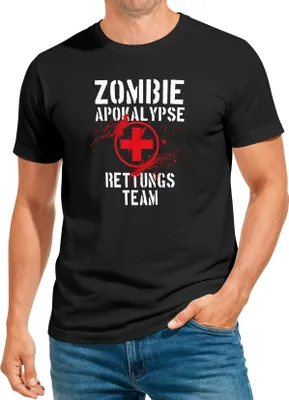 Produktbild von Herren T-Shirt Zombie Apokalypse Rettungsteam Fasching Halloween Verkleidung Horror Fun-Shirt Moonworks®
