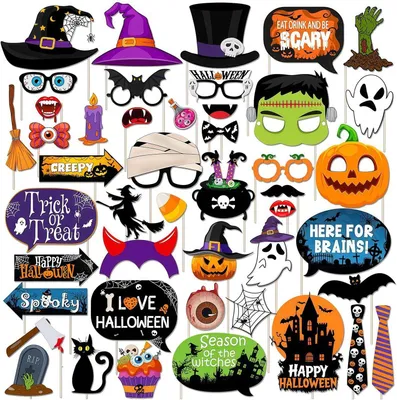 Productafbeelding van Halloween fotorekwisieten feestfotoboothset - 45-delig