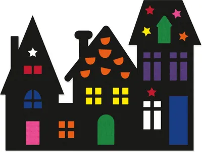 Produktbild von URSUS Fensterbilder „Häuser“, Bastelset für Kinder