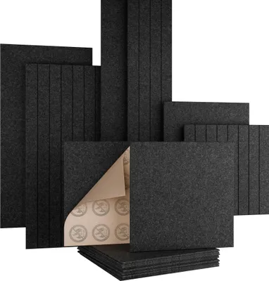Produktbild von AKUSTIKO Akustikpaneele Selbstklebend 60x60cm - 20 Stück Anthrazit Akustik Wandpaneele Brandschutzklasse B-s1-d0 Panels Filz 9mm Hexim Decken- & Wandverkleidung Raumdämmung Lösung (7.2m²)