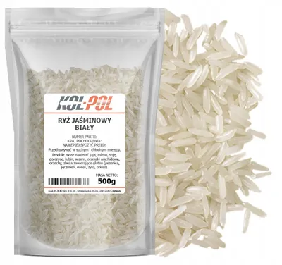 Zdjęcie produktu dla RYŻ JAŚMINOWY 500g Naturalny biały długoziarnisty ryż wysoka jakość Kol-Pol