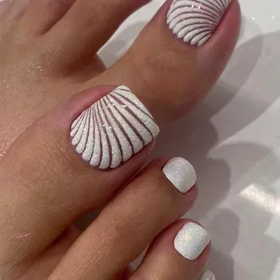 Produktbild von Falsche Nagel-Stiftsätze - Selbstklebende Künstliche Nägel - Strand-Fußpflege - Schmetterlings-Design - 24er Satz - Weiß