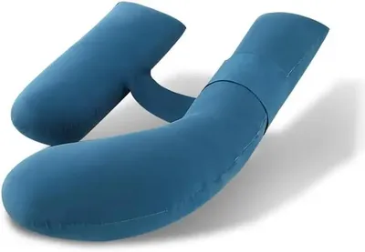 Produktbild von Schwangerschaftskissen - U-förmiges Körperkissen - Für Seitenschläfer - Lenden- & Bauchstütze - Mikrofaserfüllung & 100% Polyester - Antistatisch - Dunkelblau