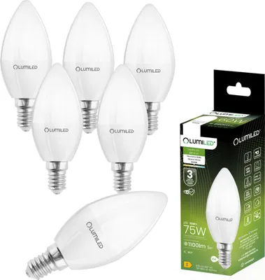 Obrázok produktu pre LUMILED LED žiarovka 6 ks sada E14 B35 žiarovka na sviečku 10W nahrádza 75W 230V 1100lm 4000K neutrálna biela nestmievateľná pre lustre a stropné svietidlá tvar sviečky
