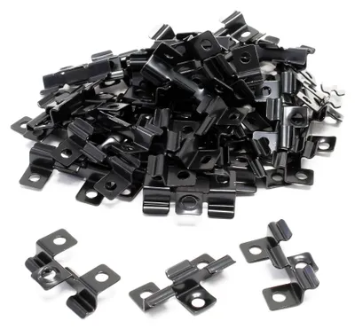 Produktbild von Wiltec 50x Edelstahl Clips 6mm Terrassendielen Montage, für 6mm Seitennut, Befestigungsklammer aus Edelstahl, schwarz