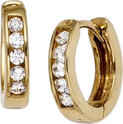 Produktbild von JOBO Creolen rund 333 Gold Gelbgold 10 Zirkonia Ohrringe