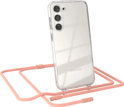 Produktbild von EAZY CASE Handykette für Samsung Galaxy S23 Plus, Clear Case aus Silikon, mit Umhängeband, abnehmbare Endstücke, Handyband in Rosa