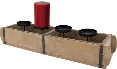 Produktbild von 1.05 Advents Kerzenhalter in Ziegel Form - ca. 60 x 14,5 cm - Kerzenständer Advent für Stumpenkerzen