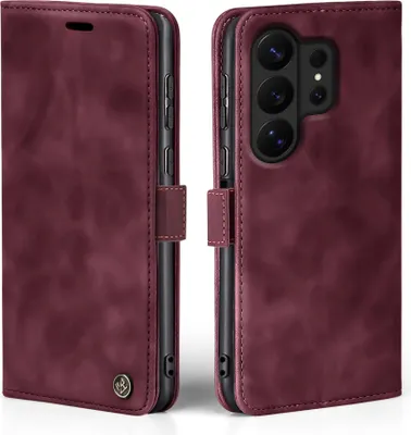 Produktbild von Handy Hülle für Samsung Galaxy S26 Ultra Klapphülle Bookcase Flip Cover Handy Tasche Etui Farbe: Weinrot