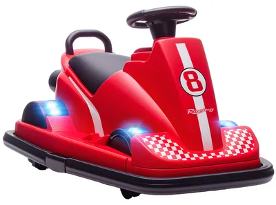Produktbild von Autoscooter Kinder elektrisch – 360° drehbar, LED-Lichter, Lenkrad, Rot
