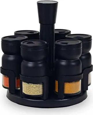 Produktbild von Menage 7-teiliges Gewürzset aus Edelstahl und Glas, Schwarz