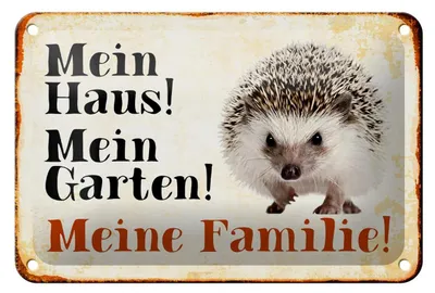 Produktbild von Blechschild Tiere 18x12cm Igel mein Haus Garten Familie