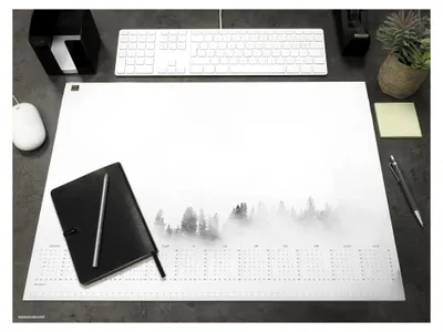 Produktbild von I Schreibtischunterlage Papier I DIN A2 I mit Kalender 2026 I 50 Blatt I Design Waldstimmung I praktische Schreib-Unterlage für das Büro I klimaneutral produziert