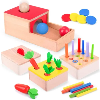 Obrázek produktu pro Dřevěná Montessori hračka 4 v 1 pro děti od 1 roku