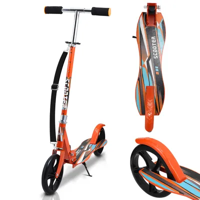 Immagine prodotto di Jiubiaz Bambini Scooter a pedali City Scooter Kick Scooter Bambini Scooter pieghevole Altezza regolabile Arancione