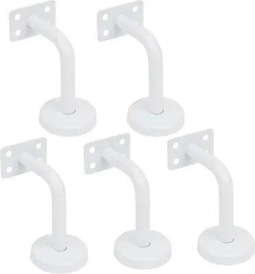 Produktbild von 5er-Set weiße Treppenhandlaufhalterungen, Treppengeländerhalterungen aus Edelstahl, 60 x 80 mm, für Geländer