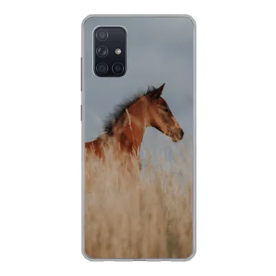 Produktbild von MuchoWow® Handyhülle Schutzhülle Hülle für Samsung Galaxy A51 5G Pferd - Luft - Gras Silikon Softcase Handy Hülle - Abbildung